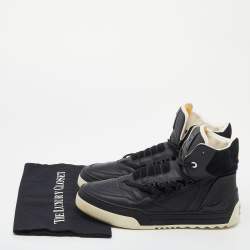 Pre Owned Fendi Black Leather And Suede Tank High Top Sneakers Size 41