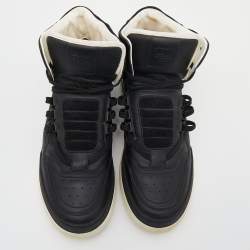Pre Owned Fendi Black Leather And Suede Tank High Top Sneakers Size 41