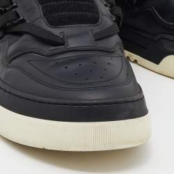 Pre Owned Fendi Black Leather And Suede Tank High Top Sneakers Size 41