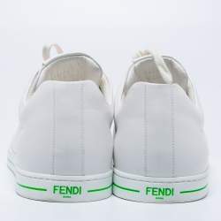Fendi White Leather Low-Top Sneakers Size 43