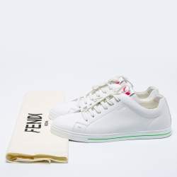 Fendi White Leather Low-Top Sneakers Size 43