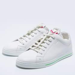 Fendi White Leather Low-Top Sneakers Size 43