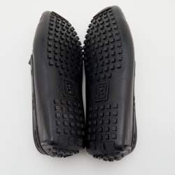 Pre Owned Fendi Black Leather Slip On Loafers Size 40