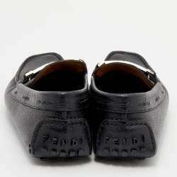 Pre Owned Fendi Black Leather Slip On Loafers Size 40