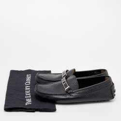 Pre Owned Fendi Black Leather Slip On Loafers Size 40