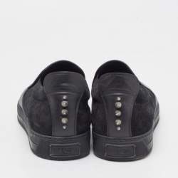 Pre Owned حذاء رياضي  فندي مونستر أي سويدي وجلد أسود/أزرق كحلي سليب أون مقاس 44