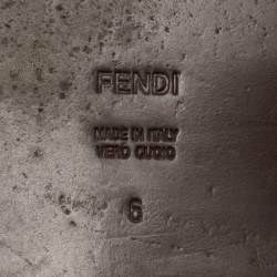 Pre Owned Fendi Tobacco Zucca Canvas And Leather Flat Slide Sandals Size 40