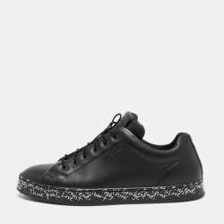 Fendi Black Leather Low-Top Sneakers Size 42