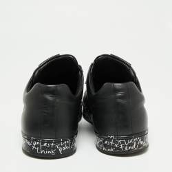 Fendi Black Leather Low-Top Sneakers Size 42