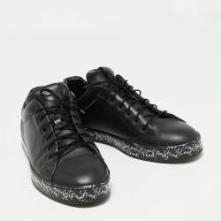 Fendi Black Leather Low-Top Sneakers Size 42
