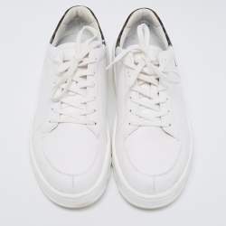 Fendi White/Brown Zucca Coated Canvas And Leather Low Top Sneakers Size 42