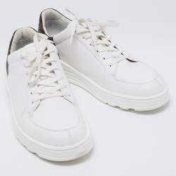 Fendi White/Brown Zucca Coated Canvas And Leather Low Top Sneakers Size 42