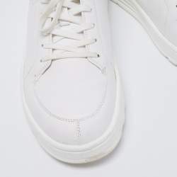 Fendi White/Brown Zucca Coated Canvas And Leather Low Top Sneakers Size 42