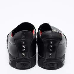 Fendi Black Python And Leather Trim Monster Spikes Slip On Sneakers Size 41