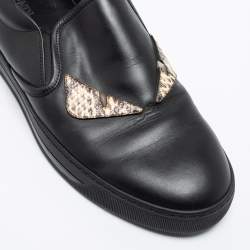 Fendi Black Python And Leather Trim Monster Spikes Slip On Sneakers Size 41
