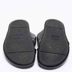Pre Owned Fendi Black Leather Criss Cross Slide Sandals Size 43.5
