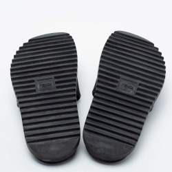 Fendi Black Rubber Embossed FF Logo Slides Size 43