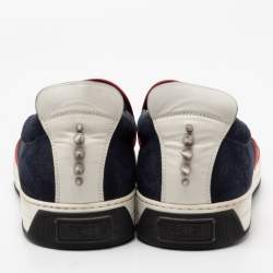 Fendi Multicolor Leather and Suede Trim Monster Slip On Sneakers Size 46
