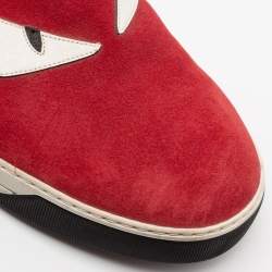 Fendi Multicolor Leather and Suede Trim Monster Slip On Sneakers Size 46