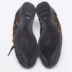 Fendi Tobacco/Black Zucca Canvas and Leather Low-Top Sneakers Size 41