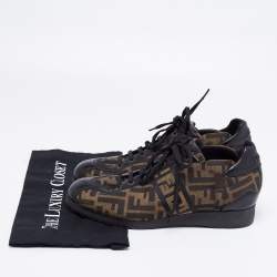 Fendi Tobacco/Black Zucca Canvas and Leather Low-Top Sneakers Size 41