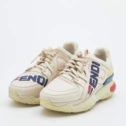 Fendi Off White Leather Fendi Fila Mania Logo Low Top Sneakers Size 44