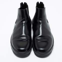 Pre Owned Fendi Black Leather FF Chelsea Ankle Boots Size 43