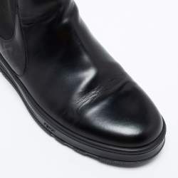 Pre Owned Fendi Black Leather FF Chelsea Ankle Boots Size 43
