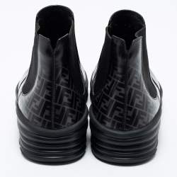 Pre Owned Fendi Black Leather FF Chelsea Ankle Boots Size 43
