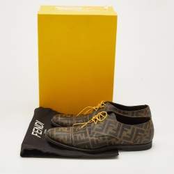 Fendi Tobacco Zucca Coated Canvas Lace Up Derby Size 42.5