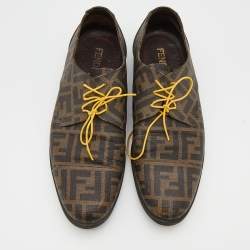 Fendi Tobacco Zucca Coated Canvas Lace Up Derby Size 42.5