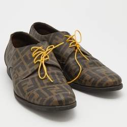 Fendi Tobacco Zucca Coated Canvas Lace Up Derby Size 42.5