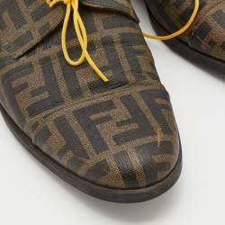 Fendi Tobacco Zucca Coated Canvas Lace Up Derby Size 42.5