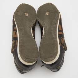 Fendi Brown/Black Zucca Canvas And Leather Low Top Sneakers Size 44
