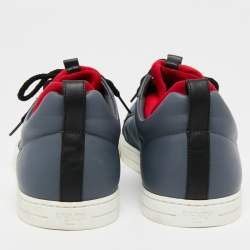 Fendi Red/Grey Leather And Fabric  Rockoko Low Top Sneakers Size 42 