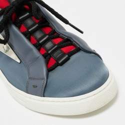 Fendi Red/Grey Leather And Fabric  Rockoko Low Top Sneakers Size 42 