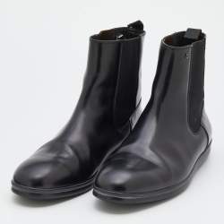 Pre Owned Fendi Black Leather FF Chelsea Boots Size 41.5