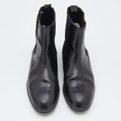 Pre Owned Fendi Black Leather FF Chelsea Boots Size 41.5