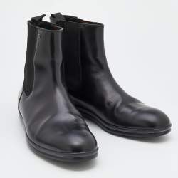 Pre Owned Fendi Black Leather FF Chelsea Boots Size 41.5