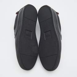 Pre Owned Fendi Black Leather Monster 3D Eyes Slip On Sneakers Size 44