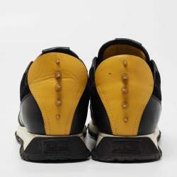 مملوكة مسبقًا Fendi Black/Yellow Leather And Suede Monster Studded Sneakers Size 40