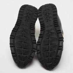 مملوكة مسبقًا Fendi Black/Yellow Leather And Suede Monster Studded Sneakers Size 40