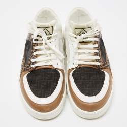 Fendi Tri Color Zucca Leather and Mesh Low Top Sneakers Size 44