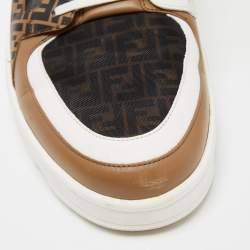 Fendi Tri Color Zucca Leather and Mesh Low Top Sneakers Size 44