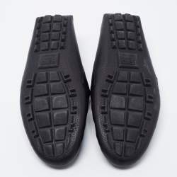 Pre Owned Fendi Black Leather FF Slip On Loafers Size 43 