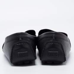 Pre Owned Fendi Black Leather FF Slip On Loafers Size 43 