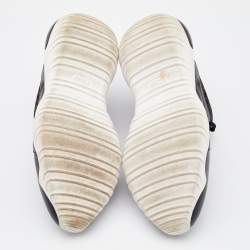 Fendi Black/Brown Leather and Zucca Fabric Low Top Sneakers Size 42