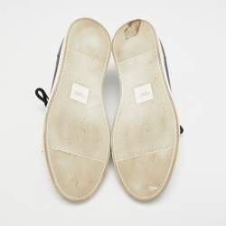 Pre Owned Fendi Black/Blue Leather and Neoprene Monster Trainer Low Top Sneakers Size 43