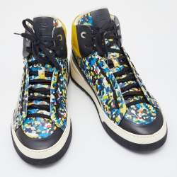 Fendi Multicolor Leather High Top Sneakers Size 41