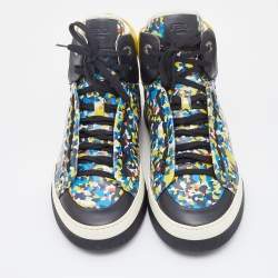 Fendi Multicolor Leather High Top Sneakers Size 41
